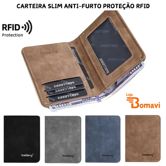 Carteira Slim Anti-Furto Proteção RFID