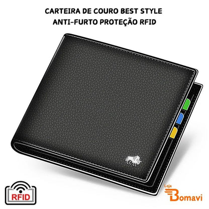 Carteira de Couro Best Style Anti-Furto Proteção RFID