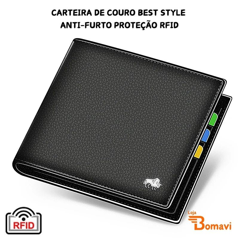 Carteira de Couro Best Style Anti-Furto Proteção RFID