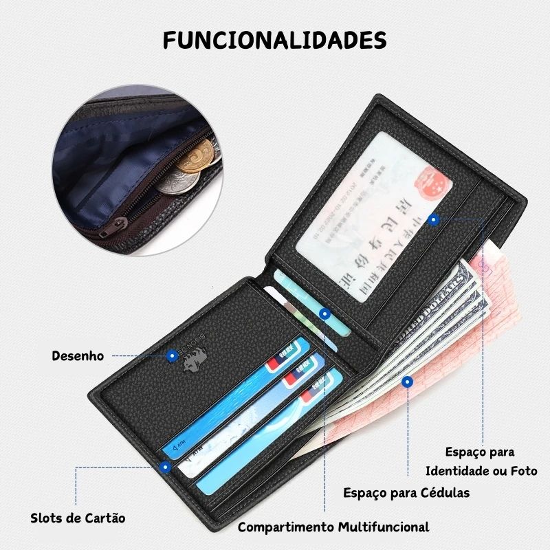 Carteira de Couro Best Style Anti-Furto Proteção RFID