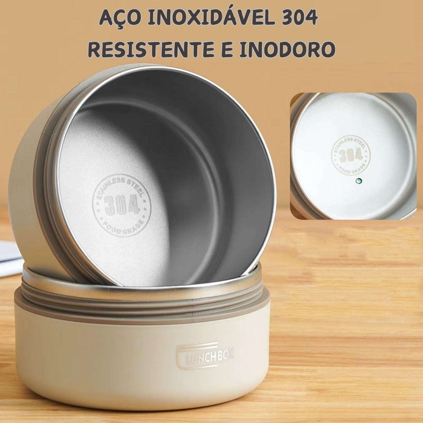 Kit Potes Térmicos Aço Inox 304 com Lancheira