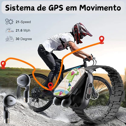 SmartWatch 2 em 1 com Fone de Ouvido Sem Fio Integrado