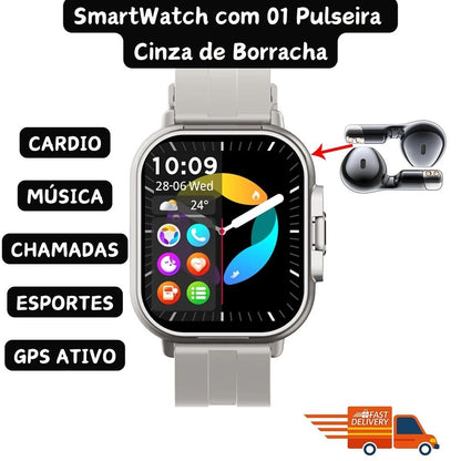 SmartWatch 2 em 1 com Fone de Ouvido Sem Fio Integrado